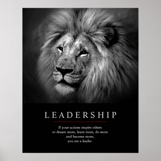 Poster Lion de leadership motivationnel unique tendance (Devant)