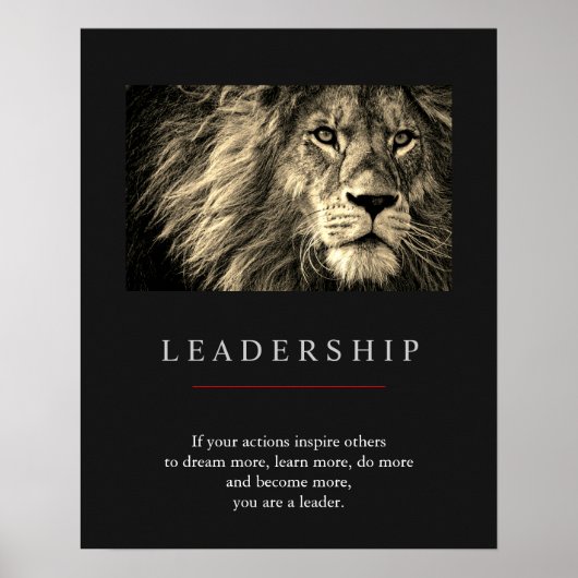 Poster Lion de leadership motivationnel unique tendance (Devant)