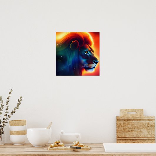 Poster Lion de l'espace de feu et d'eau (Cuisine)