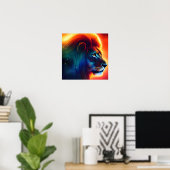Poster Lion de l'espace de feu et d'eau (Bureau à domicile)