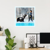 Poster Lion de mer avec entraîneur (Bureau à domicile)