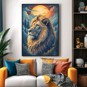 Poster Lion de montagne doré