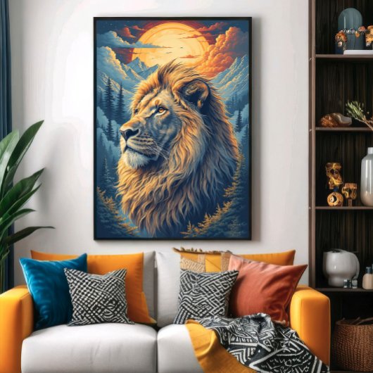 Poster Lion de montagne doré