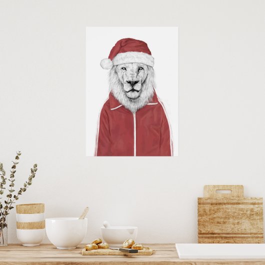 Poster Lion de père Noël (Cuisine)