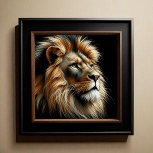 Poster Lion Dessin Pastel Dur