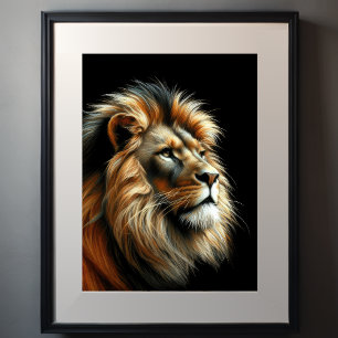 Poster Lion Dessin Pastel Dur