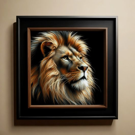 Poster Lion Dessin Pastel Dur