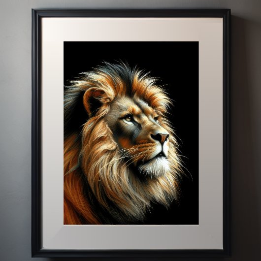 Poster Lion Dessin Pastel Dur