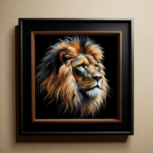 Poster Lion Dessin Pastel Dur