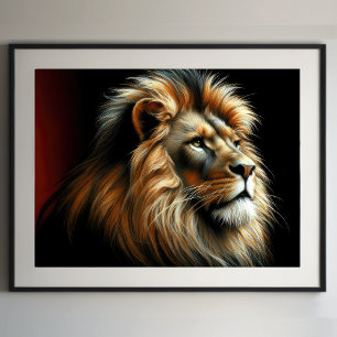 Poster Lion Dessin Pastel Dur