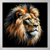 Poster Lion Dessin Pastel Dur (Devant)