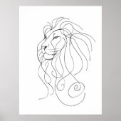 Poster Lion Dessiné à la Main - Art en Ligne Minimaliste (Devant)