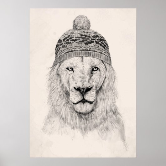 Poster Lion d'hiver (bw) (Devant)