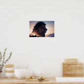Poster Lion Double exposition Nature animale Nature sauva (Cuisine)