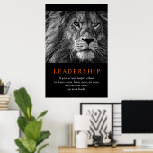 Poster Lion du leadership motivationnel (Bureau à domicile)