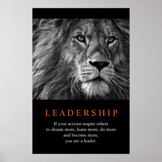 Poster Lion du leadership motivationnel (Devant)