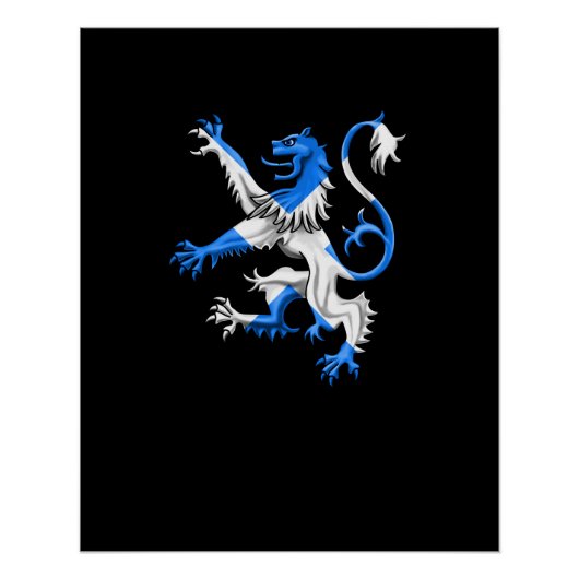 Poster Lion écossais aux couleurs de St. Andrew (Devant)