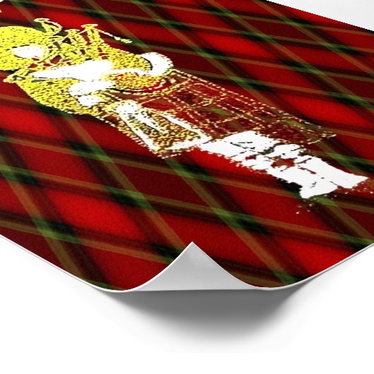 Poster Lion écossais, chardon, drapeau et pipette sur tar (Coin)