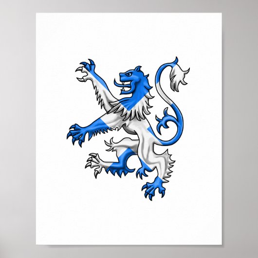 Poster Lion écossais Rampant Saint Andrew Croix Couleurs (Devant)