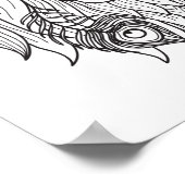 Poster Lion Et Fleurs Doodle 2 (Coin)