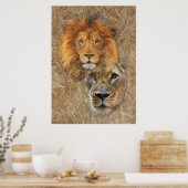 Poster Lion et Lion d'Afrique (Cuisine)