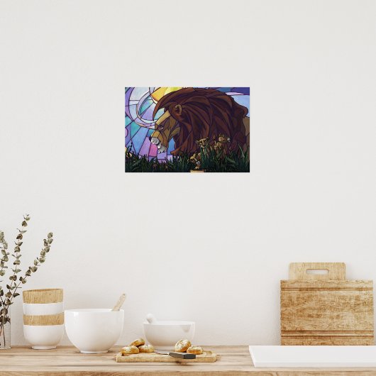 Poster Lion et petits (Cuisine)
