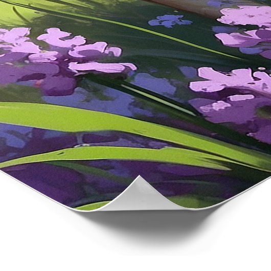 Poster Lion étonnant dans Lilac Flower Field Faith (Coin)