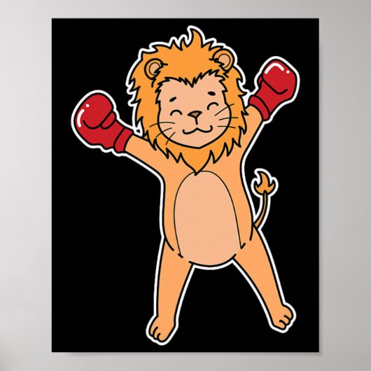 Poster Lion fait la boxe (Devant)