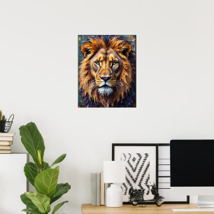 Poster Lion Féroce en Gros Plan