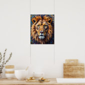 Poster Lion Féroce en Gros Plan (Cuisine)