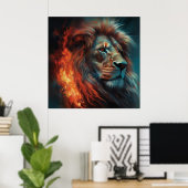 Poster Lion Feu (Bureau à domicile)