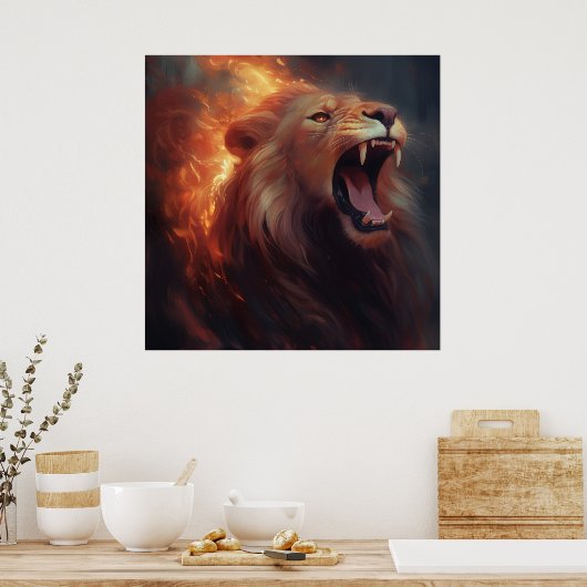 Poster Lion Feu (Cuisine)