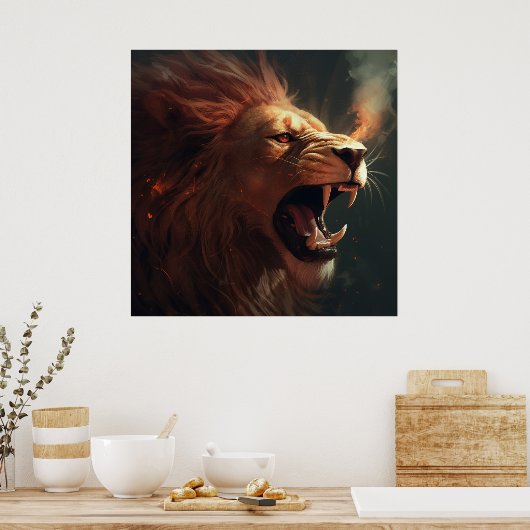 Poster Lion Feu (Keuken)