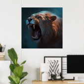 Poster Lion Feu (Bureau à domicile)