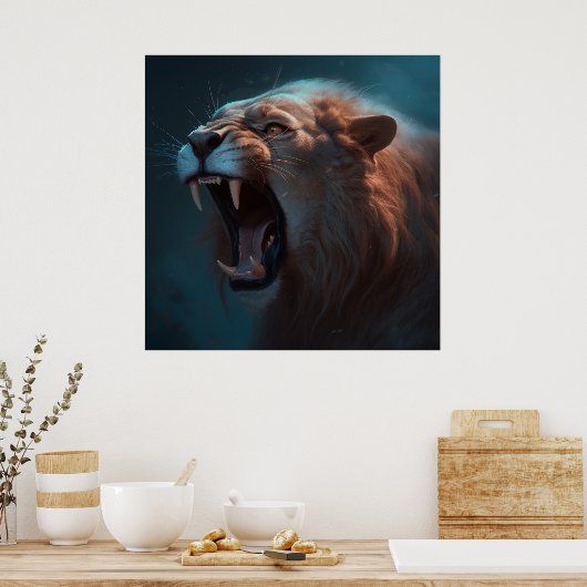 Poster Lion Feu (Cuisine)