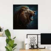 Poster Lion Feu (Bureau à domicile)