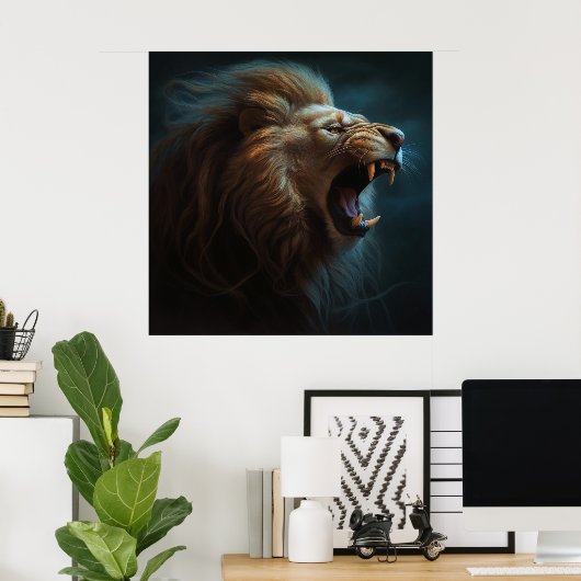 Poster Lion Feu (Bureau à domicile)