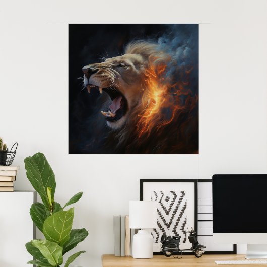 Poster Lion Feu (Thuiskantoor)