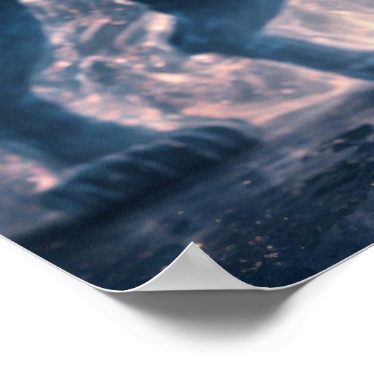 Poster Lion feu Flames bleu (Coin)