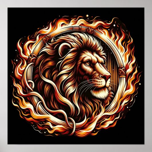 Poster Lion Flamboyant dans les Flammes de l'Anneau de Fe (Devant)