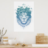 Poster Lion floral (Cuisine)