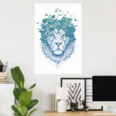 Poster Lion floral (Bureau à domicile)
