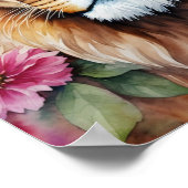 Poster Lion Floral Aquarelle Portrait Art (Coin)