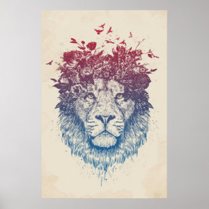 Poster Lion floral III
