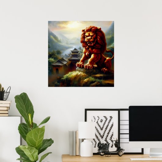 Poster Lion Foo Chinois (18) (Bureau à domicile)