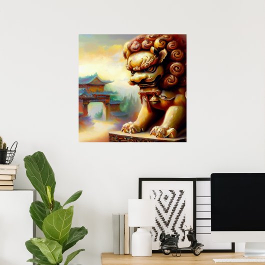 Poster Lion Foo Chinois (24) (Bureau à domicile)