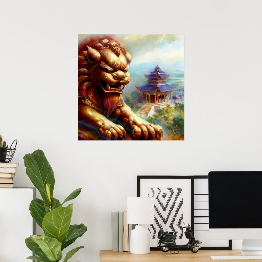 Poster Lion Foo Chinois (27) (Bureau à domicile)