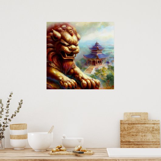 Poster Lion Foo Chinois (27) (Cuisine)