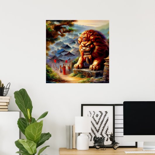 Poster Lion Foo Chinois (29) (Bureau à domicile)