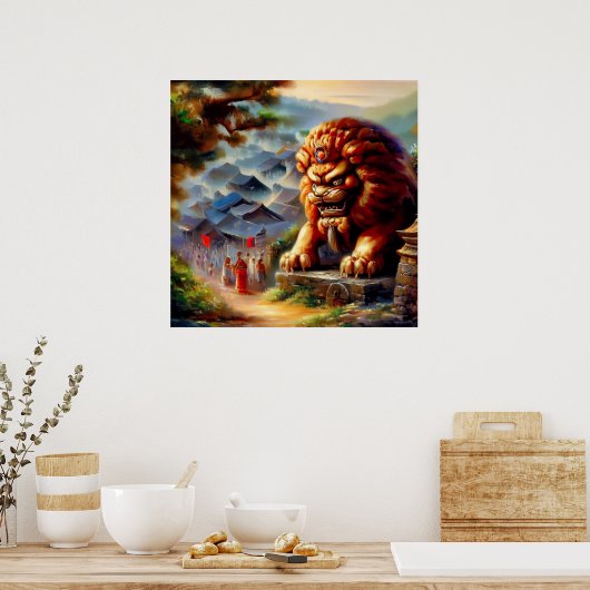 Poster Lion Foo Chinois (29) (Cuisine)